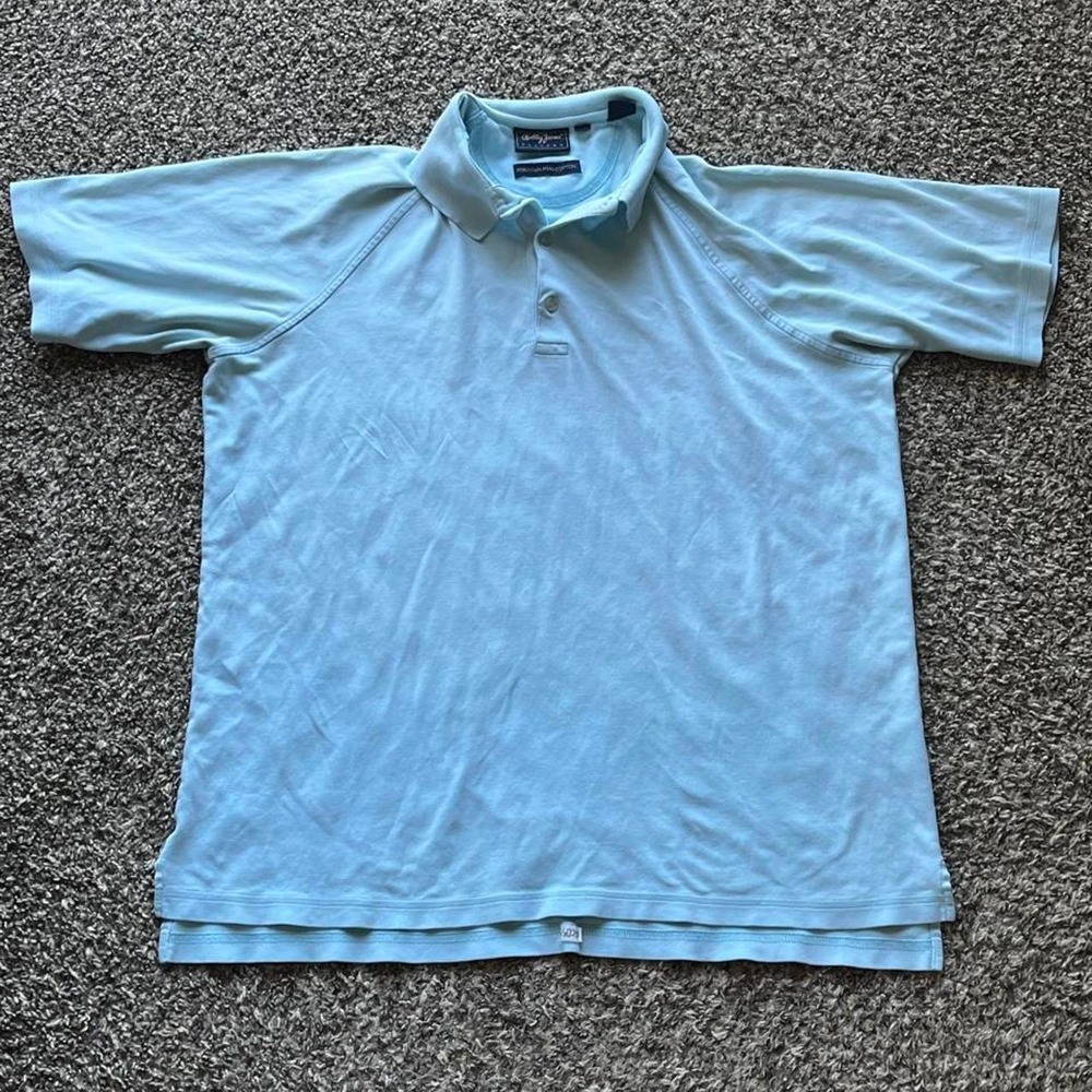Bobby Jones Players Mens Light Blue Peruvian Pima Cotton Polo Shirt Large Raglan
